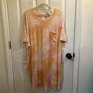 NWT Stars Above Sleepshirt Nightgown Pink Orange Tie Dye Modal Soft Pocket 1X